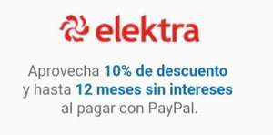 Elektra: 10% de descuento + 12msi pagando con paypal