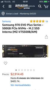 Amazon USA: SSD Nvme 970 EVO PLUS 500 gb