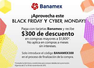 Amazon MX Cupón $300 con Banamex mínimo de compra $1800