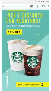 Starbucks: 15% de descuento en compras de $89 o más