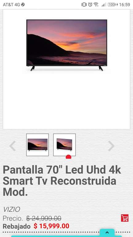 Heb: Pantalla Vizio 70" Led Uhd 4k Smart Tv Reconstruida