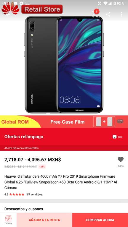 Aliexpress: Huawei Y7 Pro 2019 en 2770 ya con envío