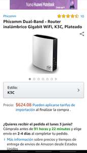 Amazon: Router inalámbrico AC1900 Phicomm Dual-Band Gigabit WiFi, K3C, Plateado