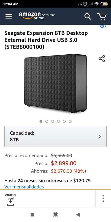Amazon MX: Seagate Expansion 8TB Desktop External