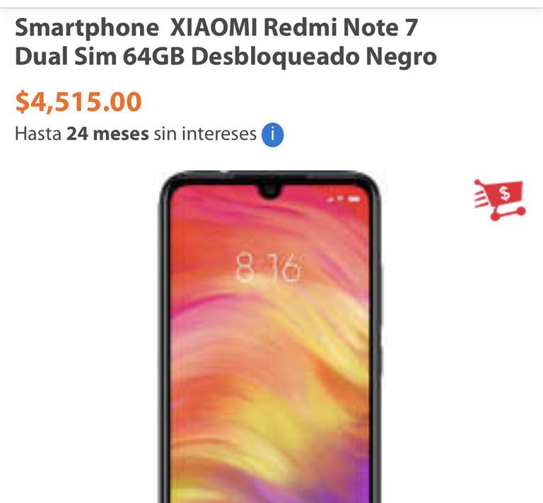 Walmart: Smartphone  XIAOMI Redmi Note 7 Dual Sim 64GB Desbloqueado Negro