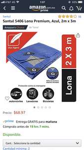 Amazon: Lona Premium Santul 5406 Azul, 2m x 3m