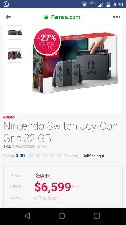 Famsa: Nintendo Switch gris 32gb