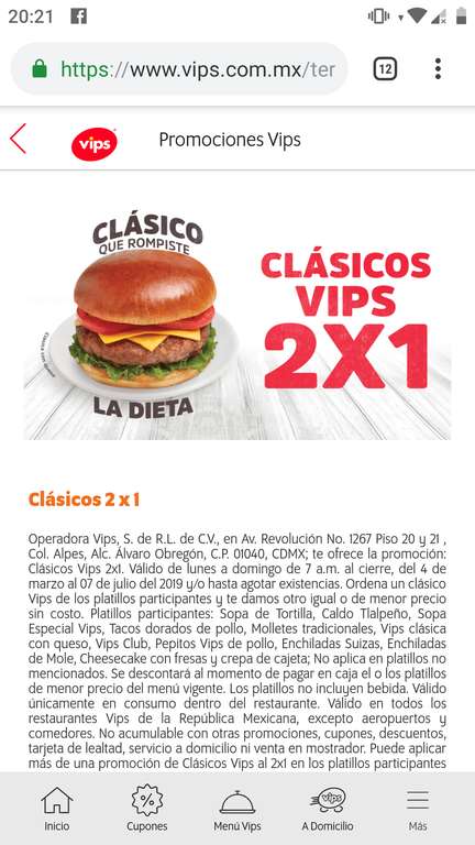 Vips clasicos 2x1