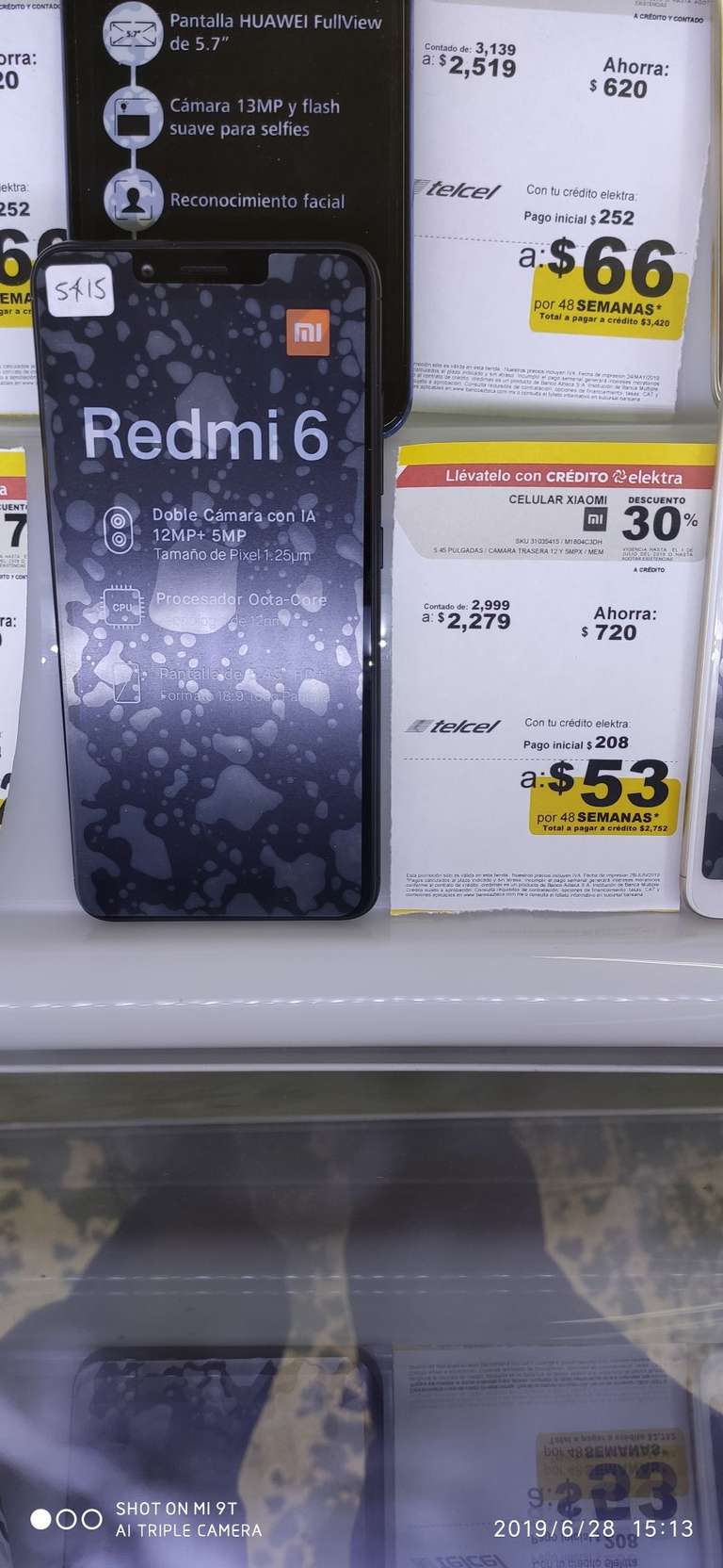 Elektra: Xiaomi Redmi 6 Solo tienda Física 32 + 3 Ram Telcel