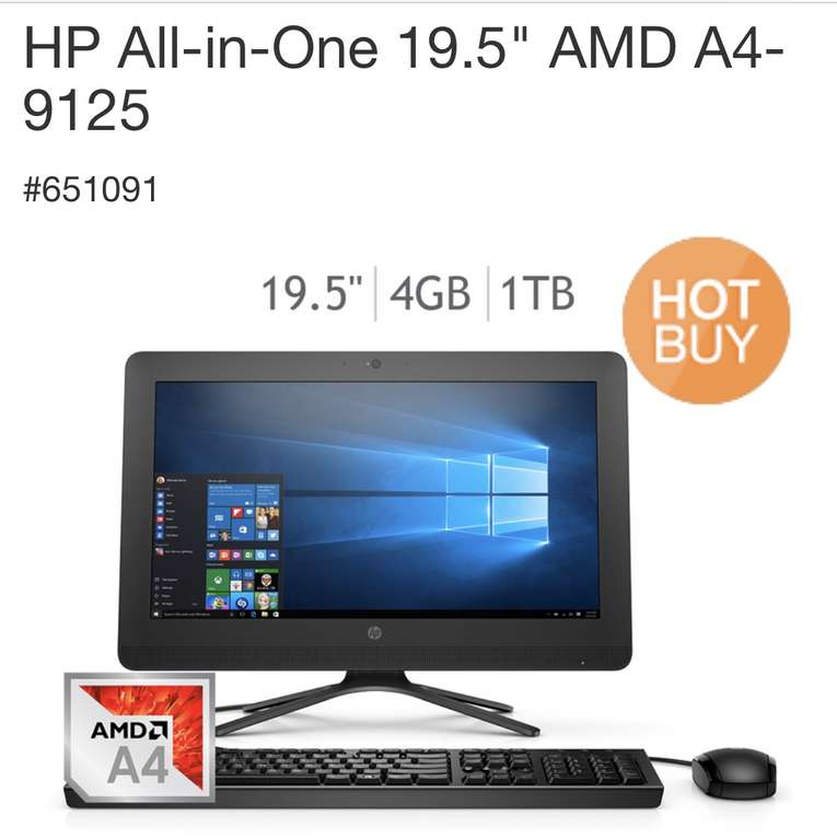 Costco: HP All-in-One 19.5" AMD A4-9125