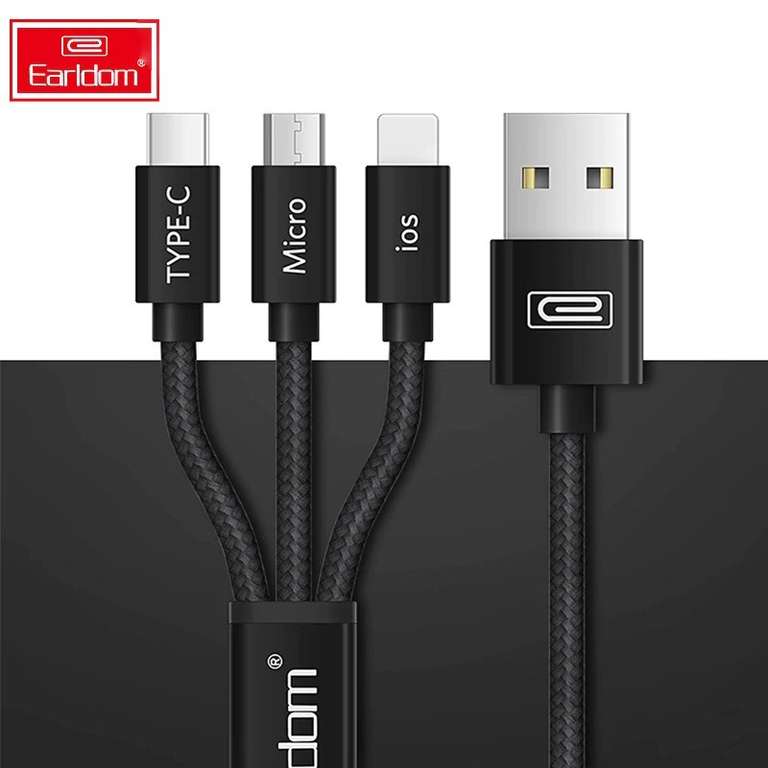 Aliexpress: Cable USB 3 en 1 carga rápida para Iphone, Huawei, Xiaomi, Samsung