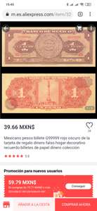 Aliexpress : réplica de billete de un peso de México