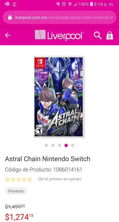 Liverpool: Astral Chain Nintendo Switch con cupon