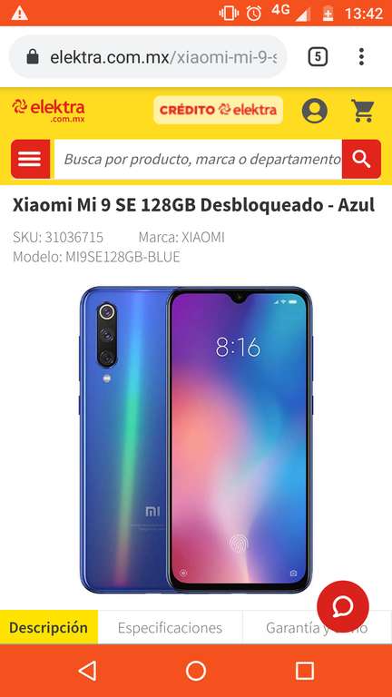 elektra Xiaomi Mi 9 SE 128GB Desbloqueado - Azul