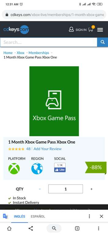 Cdkeys: 1 mes de Xbox Game Pass