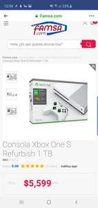 Famsa: Xbox One S 1 Tb + 3 meses de live gold