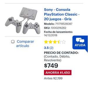 Bestbuy: Sony - Consola PlayStation Classic - 20 juegos - Gris