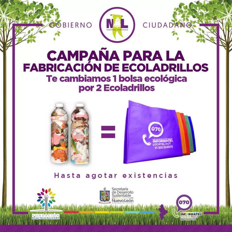 Monterrey: Cambia 2 ecoladrillos por 1 bolsa ecológica.