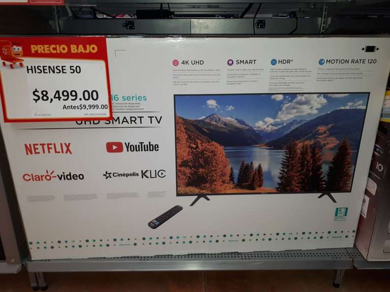 Walmart Mérida Pensiones: Smart TV Hisense 50" 4K UHD