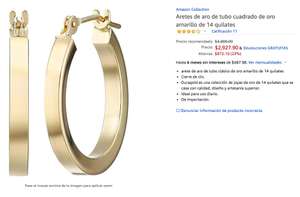 Amazon: Aretes de Oro 14 K