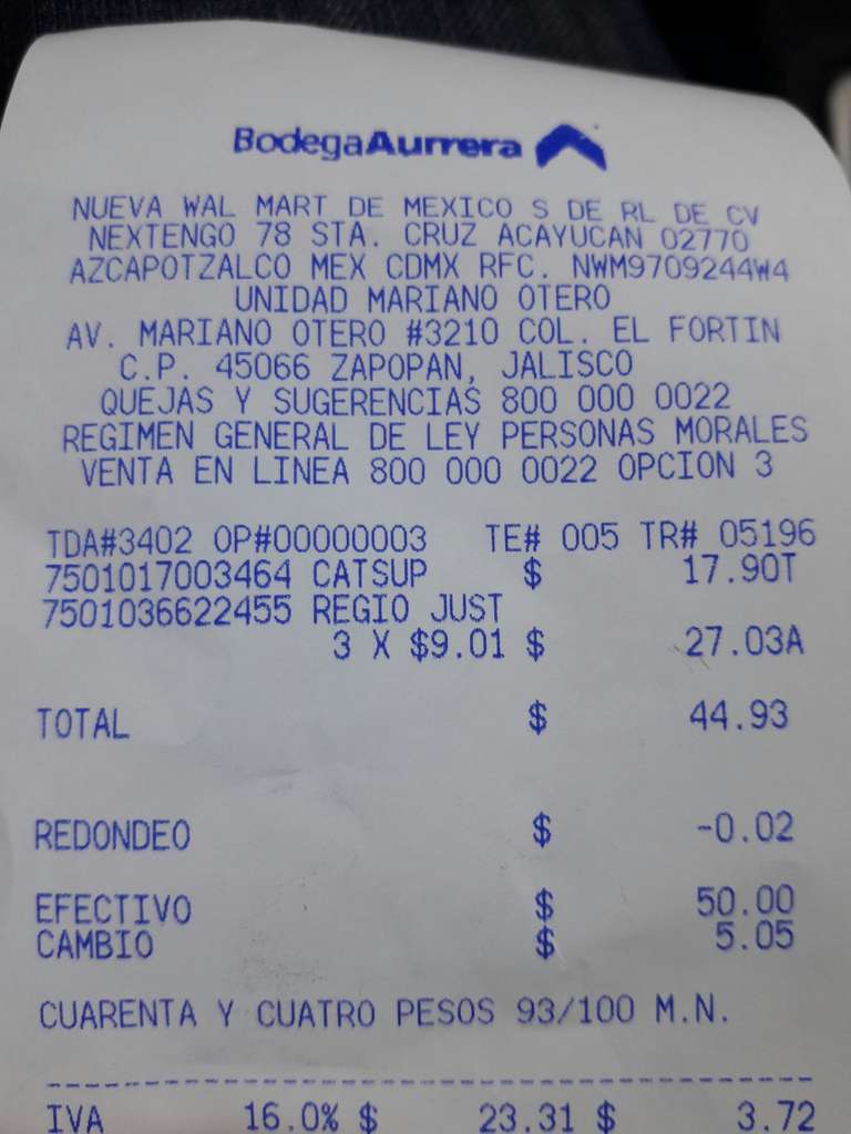 Bodega Aurrera: Papel higiénico "Regio Just-1" 6 Rollos por $9.01