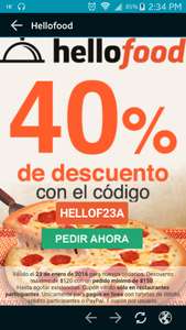 HelloFood: 40% de descuento