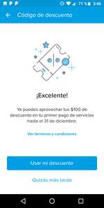 MercadoPago: $100 pesos de descuento en pagos de servicios a partir de $101 (Nuevos Usuarios).