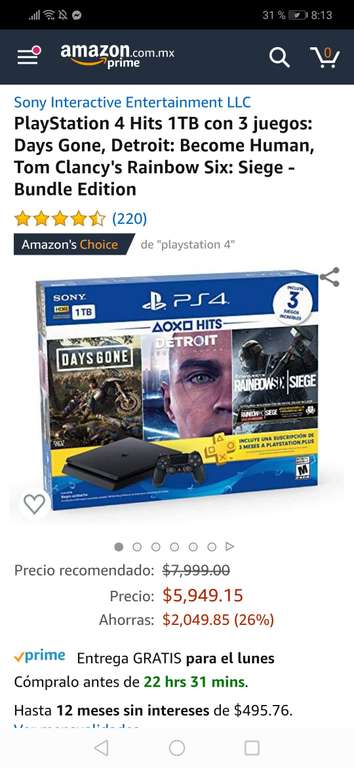 Amazon: Consola PS4 Bundle Hits