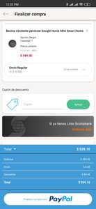 Linio app: Google Home Mini 10% Pagando con Paypal
