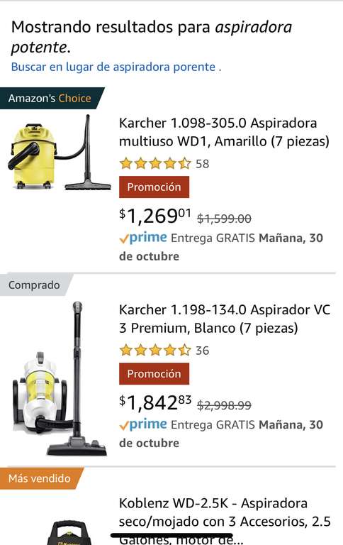 Amazon: Aspiradoras Kärcher desde 1269