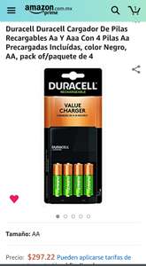 Amazon: 4 pilas doble AA Duracell recargables incluye cargador