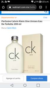 Walmart: Perfume Calvin Klein One Unisex Eau De Toilette 200 ml
