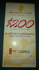 P.F. Chang's: $200 de descuento en consumo mínimo de $600 con cupón 