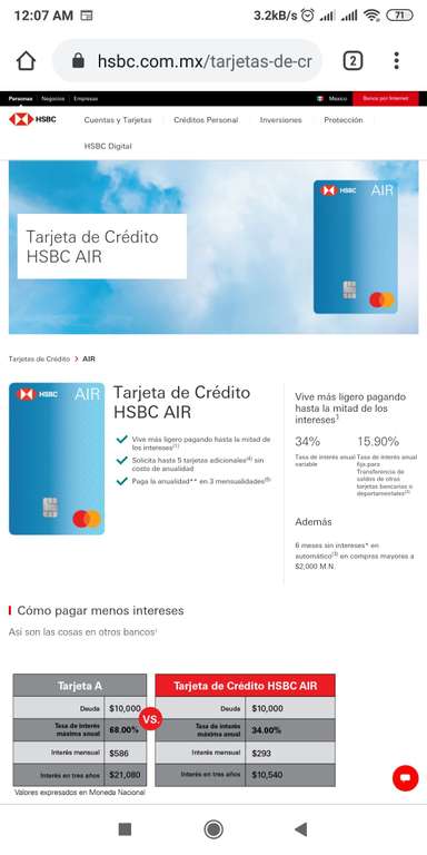 HSBC: Nueva tarjeta de Crédito HSBC Air