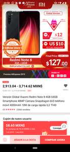 Aliexpress: Xiaomi Redmi note 8 global con envío DHL