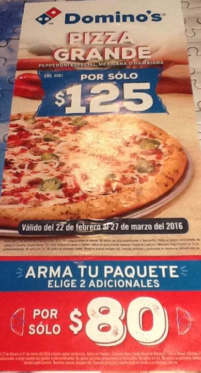 Domino's: Pizza Grande Pepperoni Especial, Mexicana o Hawaiana $125