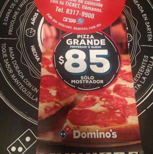 Domino's Pizza: pizza grande de peperoni a $85 (solo mostrador)