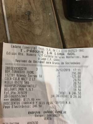 Oxxo: Torres 10 + Coca Cola 2 L + Bolsa de Hielo: $215.00 pesos