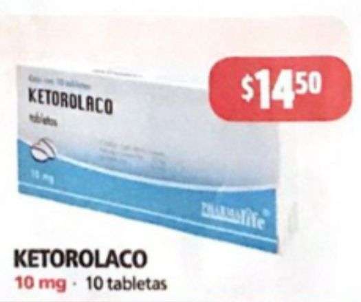 Farmacias Guadalajara: ketorolaco 10 tabletas $14.50 y omeprazol al 2x1