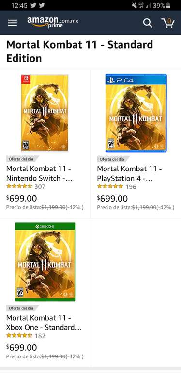 Amazon: Mortal kombat 11 xbox one, Nintendo switch y PS4
