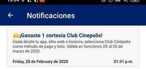 Cinépolis App Boleto 2D club Cinépolis (probablemente usuarios seleccionados)