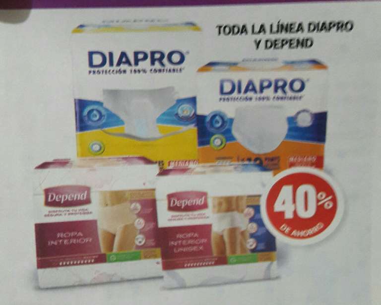 Farmacias guadalajara tiene los pañales para adulto Diapro y Depend