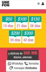 Unefon: 9000 MB, WhatsApp, Mensajes y Llamadas ilimitadas por $150 durante 30 días