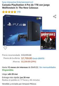 Amazon: PlayStation 4 Pro con Wolfenstein 2