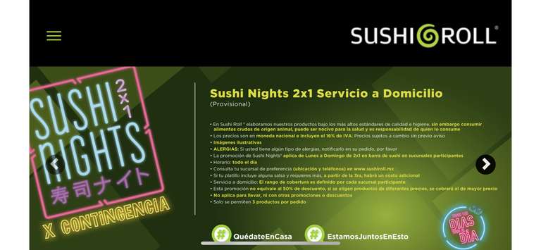 Sushi Roll: 2x1 todo el día, toda la semana, a domicilio