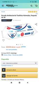 Amazon: Escudo antibacterial toallitas húmedas paquete de 50