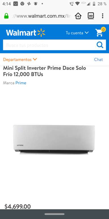 Walmart online: Mini Split Inverter Prime Face Solo Frío 12,000 BTUS