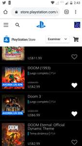 PSN DOOM I, II y III (clásicos) PS4 en oferta.