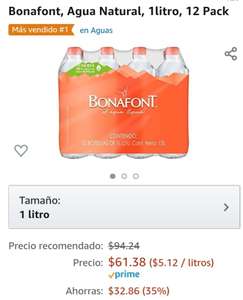 Amazon: 12 pack agua bonafont de litro