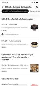 Uber Eats y Pastelería El Globo 50% en los pasteles Otelo y Castellano
